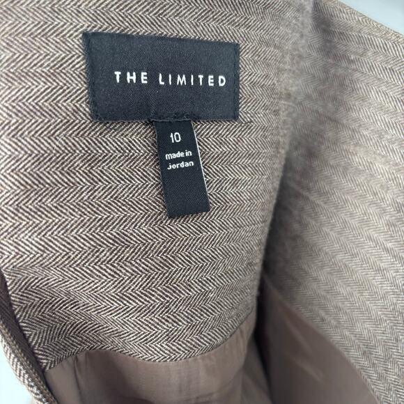 Vintage The Limited Brown Tweed Wool Blnd Pencil Skirt Size 10 Drawstring Pleats - Picture 7 of 9